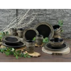 16-tlg. Kombiservice La Gomera In Schwarz/Weiß -Erstellbar Geschäft creatable 16 tlg kombiservice la gomera in schwarz weiss 2