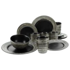 16-tlg. Kombiservice La Gomera In Schwarz/Weiß