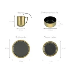 16-tlg. Kombiservice Modern Industrial In Schwarz/Gold -Erstellbar Geschäft creatable 16 tlg kombiservice modern industrial in schwarz gold 4