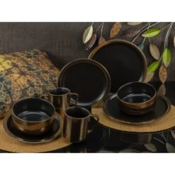 8-tlg. Kombiservice Modern Industrial In Schwarz/Gold -Erstellbar Geschäft creatable 8 tlg kombiservice modern industrial in schwarz gold 2