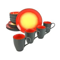 CreaTable Hot Red Kombiservice 16 Teilig In Rot/Gelb/Schwarz