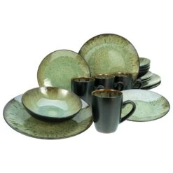 CreaTable Jawa Reaktivglasur Kombiservice 16 Teilig In Grün