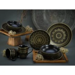 CreaTable Mandala Kombiservice 8 Teilig In Schwarz/Gold -Erstellbar Geschäft creatable creatable mandala kombiservice 8 teilig in schwarz gold 3