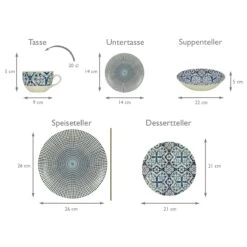 CreaTable Marrakesch BLUE Kombiservice 30 Teilig In Weiß/blau -Erstellbar Geschäft creatable creatable marrakesch blue kombiservice 30 teilig in weiss blau 6