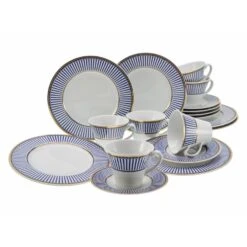 CreaTable, Noblesse Kaffeeservice 18 Teilig In Weiß/Blau/Gold