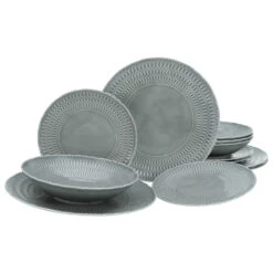 CreaTable Sofia Teller Set 12 Teilig In Grau