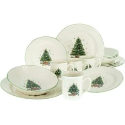 CreaTable Tannenbaum Kombiservice 16 Teilig In Creme/Grün