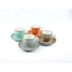 CreaTable Vintage Nature 4er Espresso- Set 8 Teilig, 80 Ml In Mehrfarbig