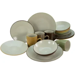 CreaTable Kombiservice »Bamboo Garden«, (Set, 16 Tlg., Kaffeeservice Und Tafelservice Im Set, Für 4 Personen), Service, Handemalte Spiralen In Hellem Holzton -Erstellbar Geschäft d5125b962bdbf3cee2f97af217a9028d