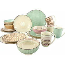 CreaTable Kombiservice »Mandala«, (Set, 16 Tlg., Kaffeeservice Und Tafelservice Im Set, Für 4 Personen), Service, 4 Designs