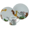CreaTable Kindergeschirr-Set »Zoo«, (Set, 3 Tlg., 1 Kinderteller, 1 Kinderbecher, 1 Kinderschale Im Set), Dekor Mit Lustigen Zoobewohnern, Made In Europe -Erstellbar Geschäft e5ccd96a131c4725650ae5555f52acca