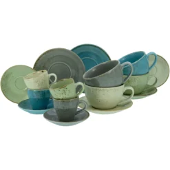 CreaTable Tasse »Tassen Set NATURE COLLECTION«, (Set, 16 Tlg.), Bistrotassen, 4 Cappuccinotassen, 4 Espressotassen, Je Mit Untertassen