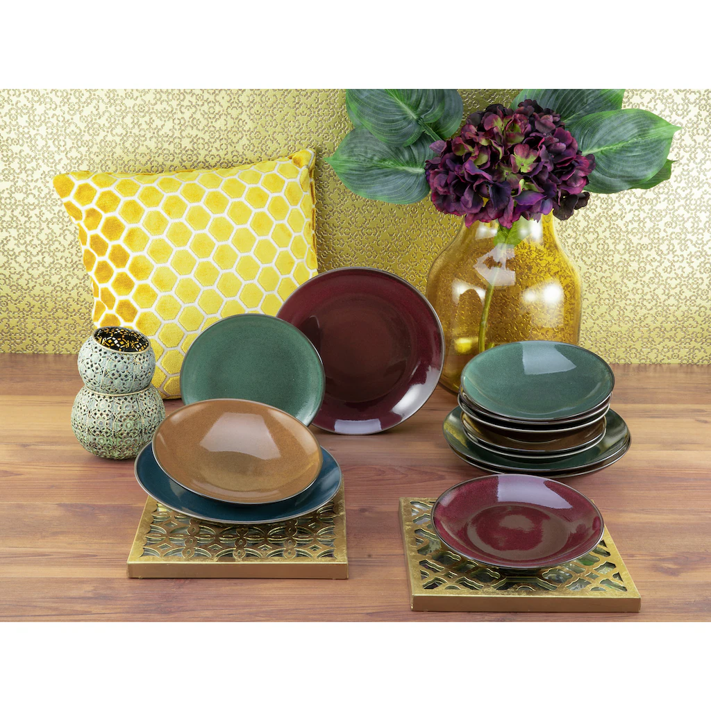 CreaTable Tafelservice »Marrakesch«, (Set, 12 tlg., Teller Set für 4 Personen), Service, hochwertige, glänzende Spezialglasur mit Vintage Aussenrand CreaTable Tafelservice »Marrakesch«, (Set, 12 Tlg., Teller Set Für 4 Personen), Service, Hochwertige, Glänzende Spezialglasur Mit Vintage Aussenrand -Erstellbar Geschäft e79b9e5867f86a9201fab42bb474f4c4