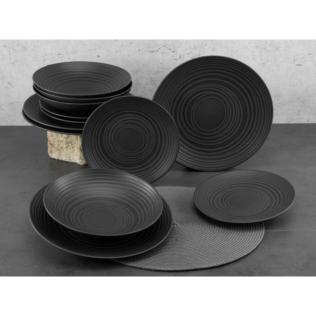 CreaTable Tafelservice »Lava Stone«, (Set, 12 tlg., Teller Set für 4 Personen), Service, schwarz, Reliefdekor, Made in Europe CreaTable Tafelservice »Lava Stone«, (Set, 12 Tlg., Teller Set Für 4 Personen), Service, Schwarz, Reliefdekor, Made In Europe -Erstellbar Geschäft e986a640293171c2f64fb92583478c75