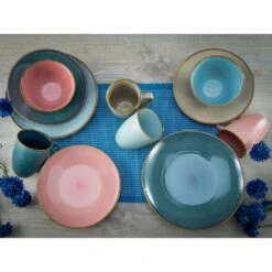 CreaTable Kombiservice »Cosy Day«, (Set, 16 Tlg., Kaffeeservice Und Tafelservice Im Set, Für 4 Personen), Service, Kreisstruktur, In Trendpastell-Farben -Erstellbar Geschäft e9aeb806a9ec76458f05c1b303675bea