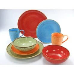 CreaTable Kombiservice »NATURE COLLECTION Summer«, (Set, 16 Tlg., Kaffeeservice Und Tafelservice Im Set, Für 4 Personen), Service, Naturfarben Mit Sprenkeln, Spülmaschinengeeignet -Erstellbar Geschäft eb4a0988e83ad40b1f90d022d5e8d468