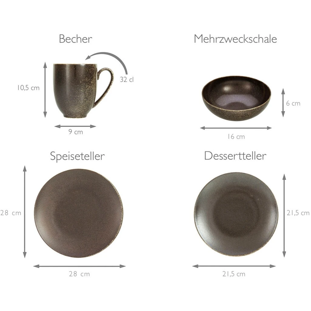CreaTable Kombiservice »Rusty«, (Set, 16 tlg., Kaffeeservice und Tafelservice im Set, für 4 Personen), Service, seidenmatte Glasur CreaTable Kombiservice »Rusty«, (Set, 16 Tlg., Kaffeeservice Und Tafelservice Im Set, Für 4 Personen), Service, Seidenmatte Glasur -Erstellbar Geschäft edecf7d13294811307064c6e66355568