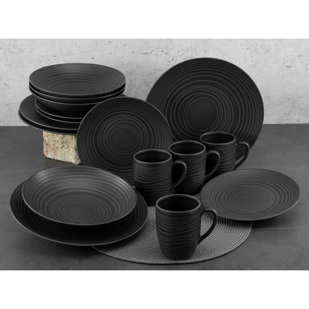 CreaTable Kombiservice »Lava Stone«, (Set, 16 tlg., Kaffeeservice und Tafelservice im Set, für 4 Personen), Service, schwarz, erhabenenes Relief in einer kreisförmigen Lava Optik CreaTable Kombiservice »Lava Stone«, (Set, 16 Tlg., Kaffeeservice Und Tafelservice Im Set, Für 4 Personen), Service, Schwarz, Erhabenenes Relief In Einer Kreisförmigen Lava Optik -Erstellbar Geschäft ee07c5ef7ebee11a8bd6476dae360fff