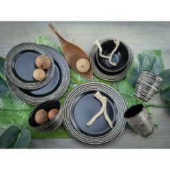 CreaTable Kombiservice »La Gomera«, (Set, 16 Tlg., Kaffeeservice Und Tafelservice Im Set, Für 4 Personen), Service, Schwarz, Moderne Fahnenform -Erstellbar Geschäft efb45e84a5d511188239ae977a650665