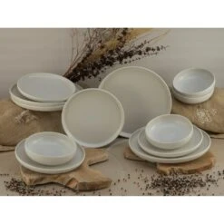 CreaTable Tafelservice »Uno«, (Set, 12 Tlg., Teller Set Für 4 Personen), Service, Seidenmatte Spezialglasur, Ausdrucksstarkes Relief -Erstellbar Geschäft f447622c3ad2dec74cd0f43f97c0a8ce