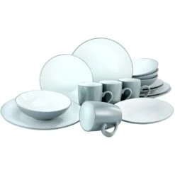 CreaTable Kombiservice »Cool Grey«, (Set, 16 Tlg., Kaffeeservice Und Tafelservice Im Set, Für 4 Personen), Service, Einzigartige Optik