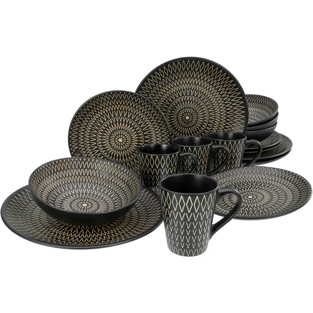 CreaTable Kombiservice »Crafted«, (Set, 16 tlg., Kaffeeservice und Tafelservice im Set, für 4 Personen), Service, schwarz, Rautenrelief, Ethnostyle CreaTable Kombiservice »Crafted«, (Set, 16 Tlg., Kaffeeservice Und Tafelservice Im Set, Für 4 Personen), Service, Schwarz, Rautenrelief, Ethnostyle -Erstellbar Geschäft fa8255a818283c6cd33ebcb3c07ff199